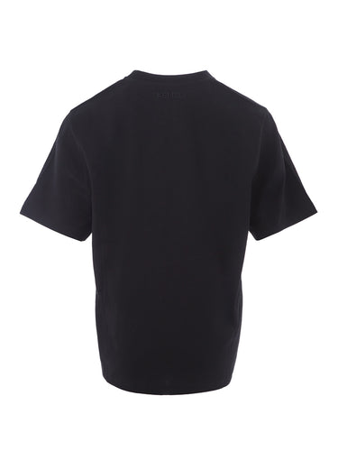 Chic Black Floral Motif Cotton Tee